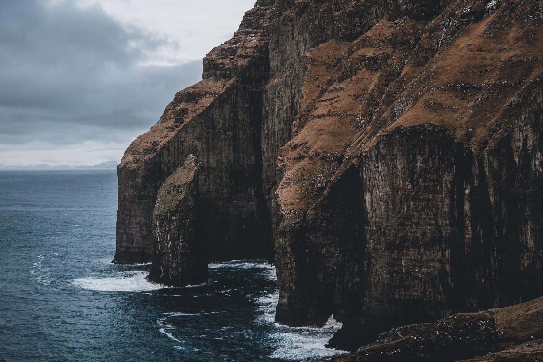 The high cliffs near Sandvík and Ásmundarstakkur, Faroe Islands