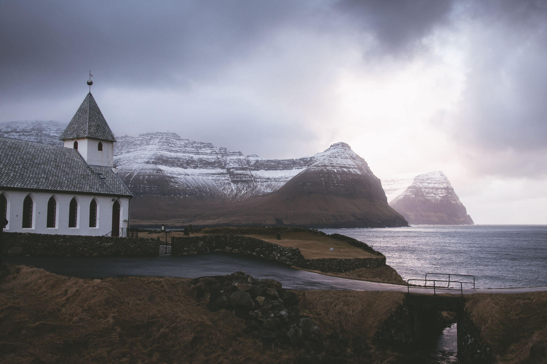 The old church of Viðareiði on the Faroe Islands