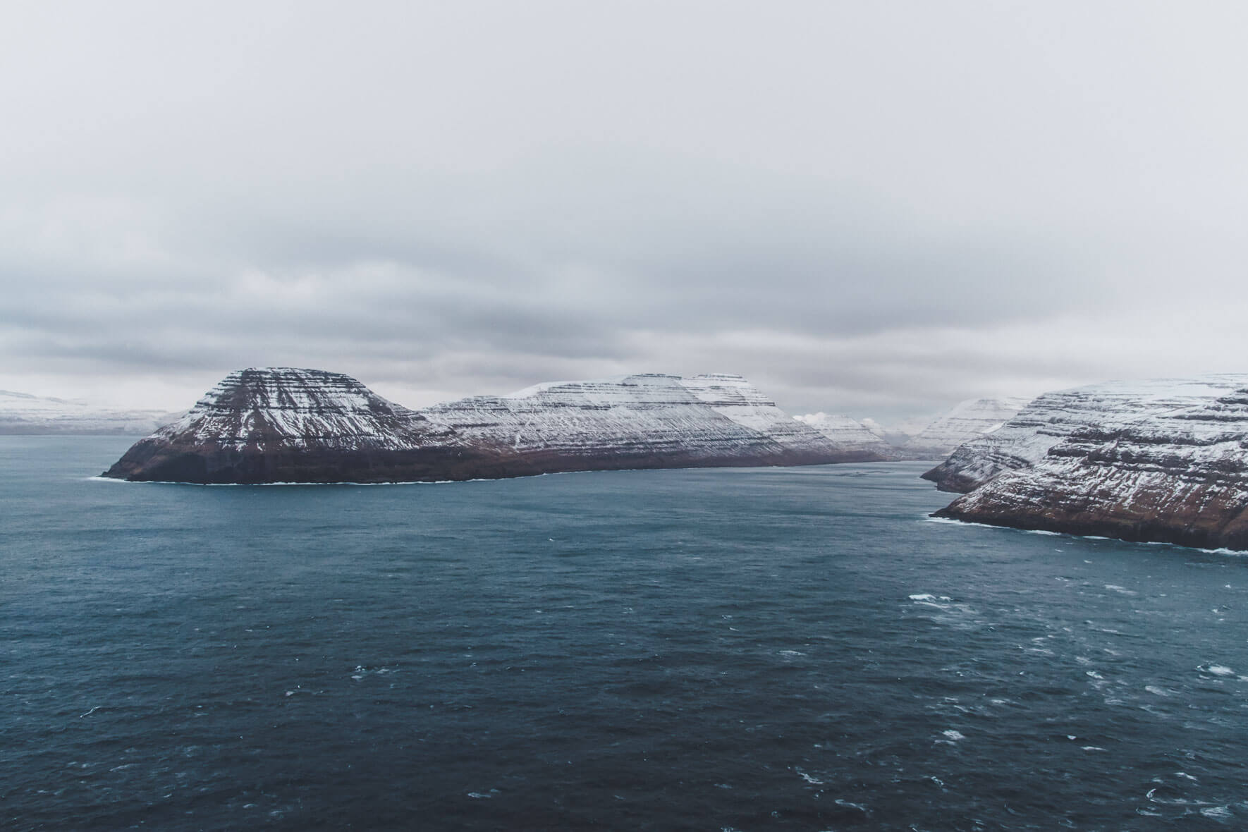 The Faroe Islands from above in winter