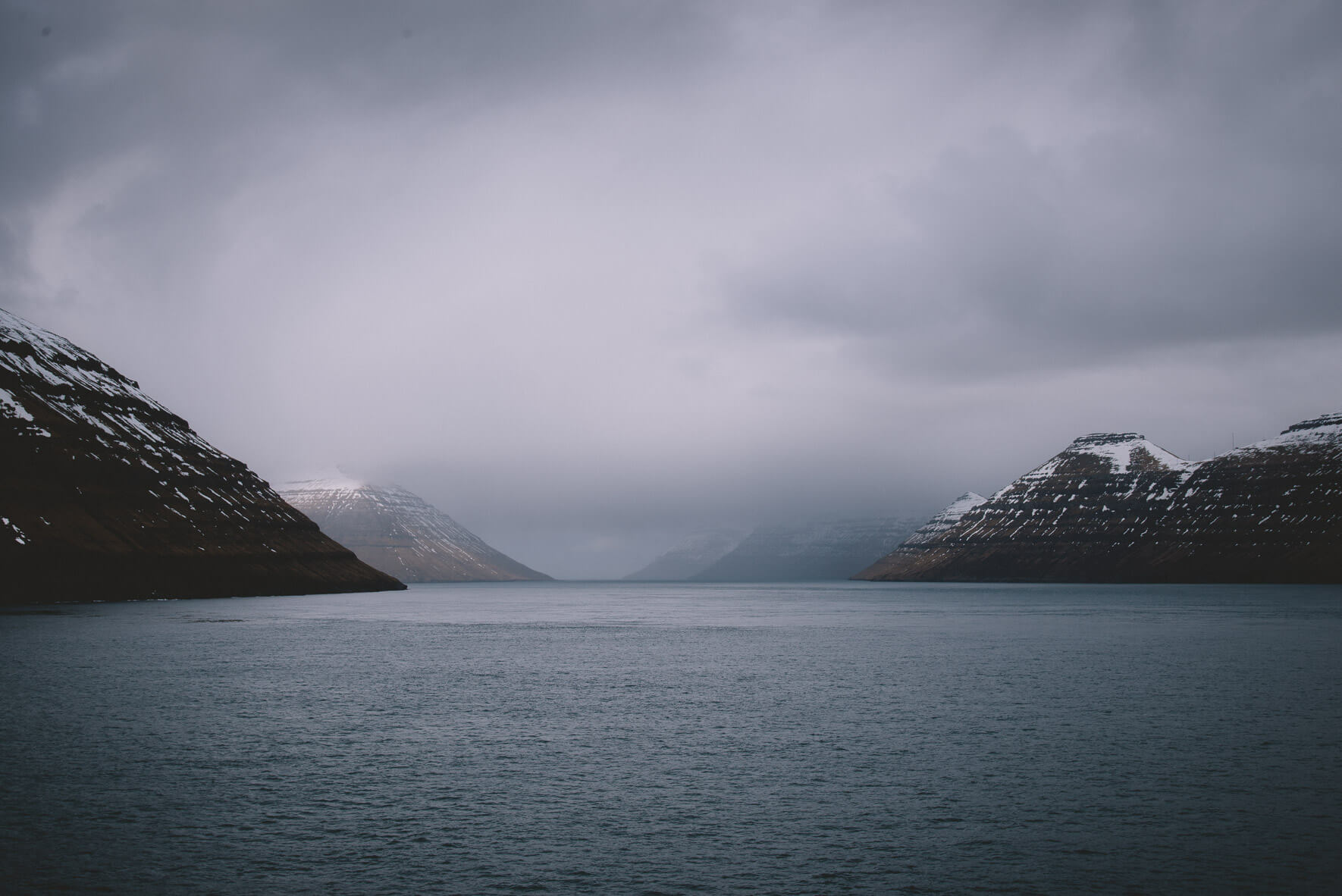 The mountains of the Faroe Islands in Winter