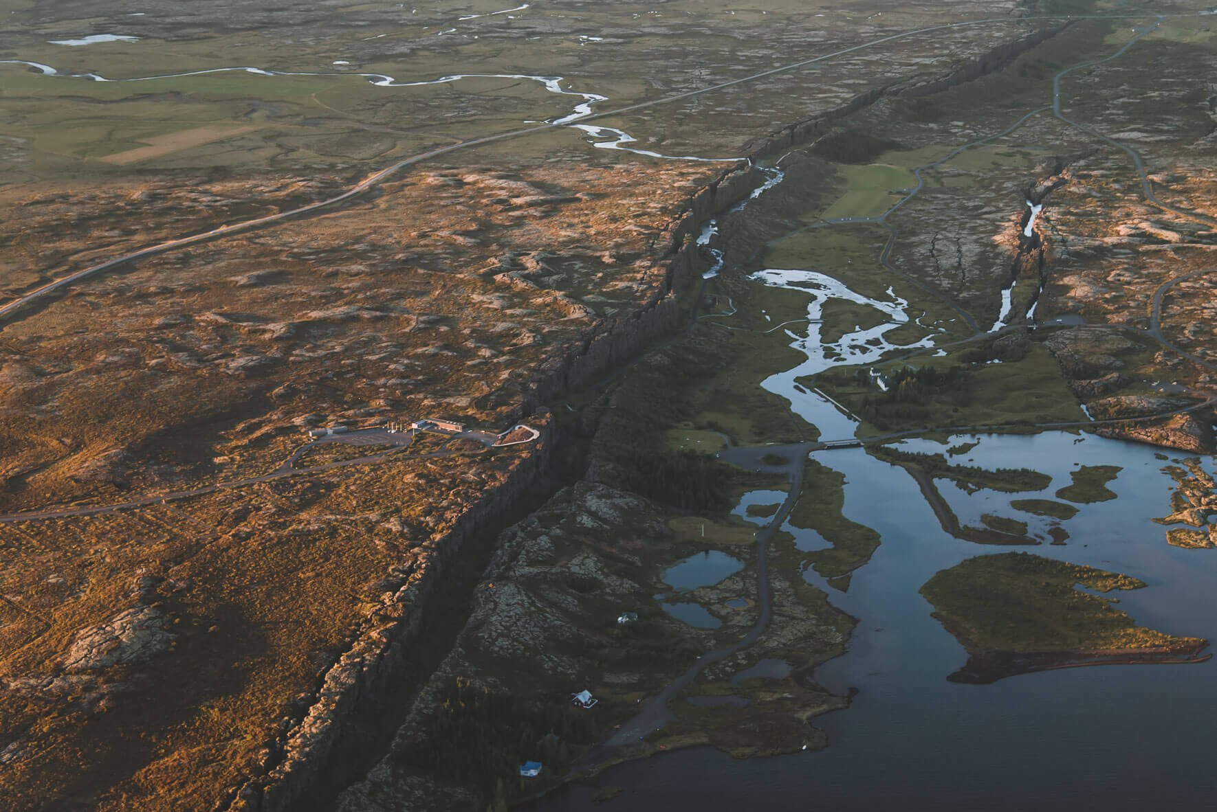 Aerial view of Þingvellir National Park in Iceland