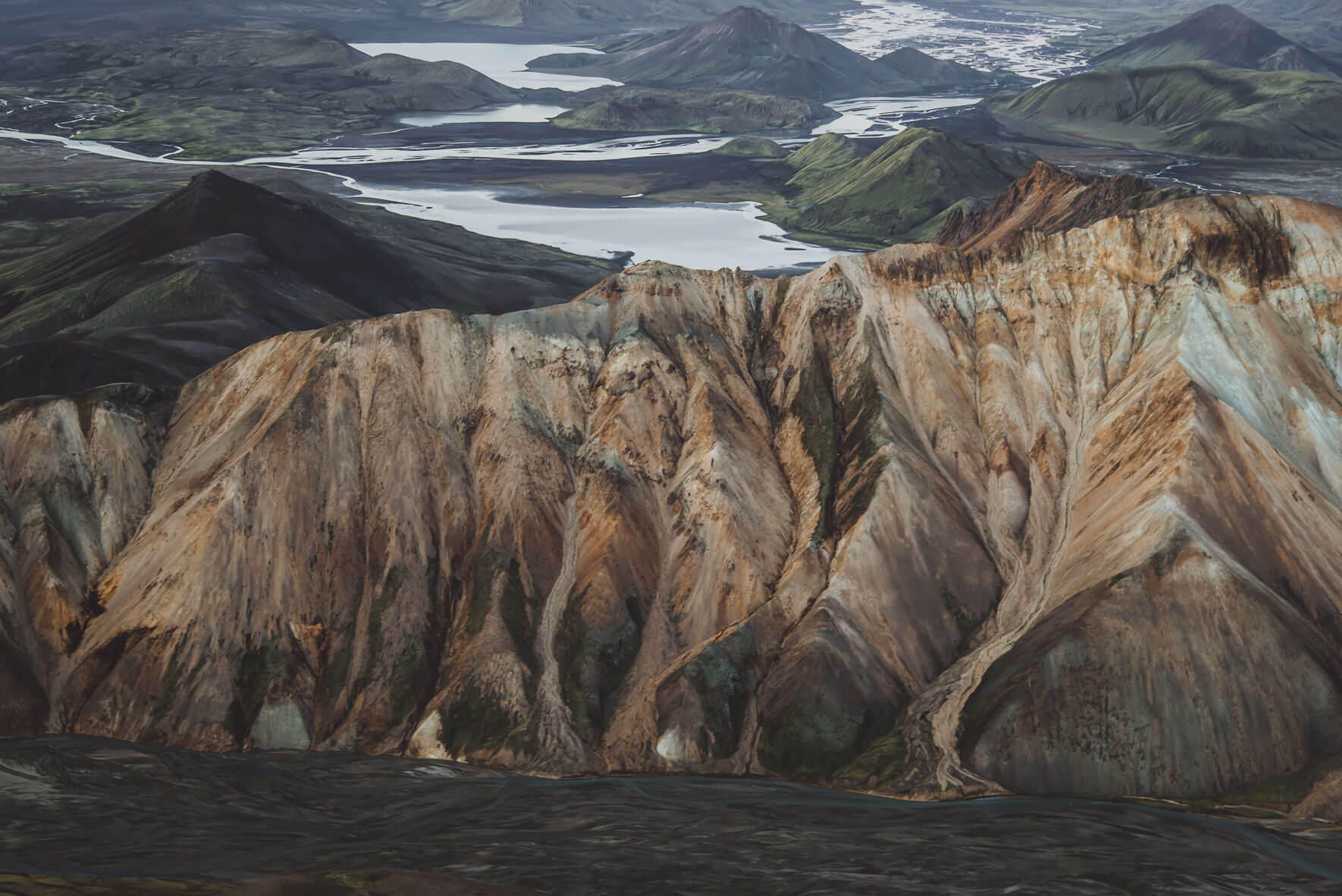 Mountains of Landmannalaugar seen from above