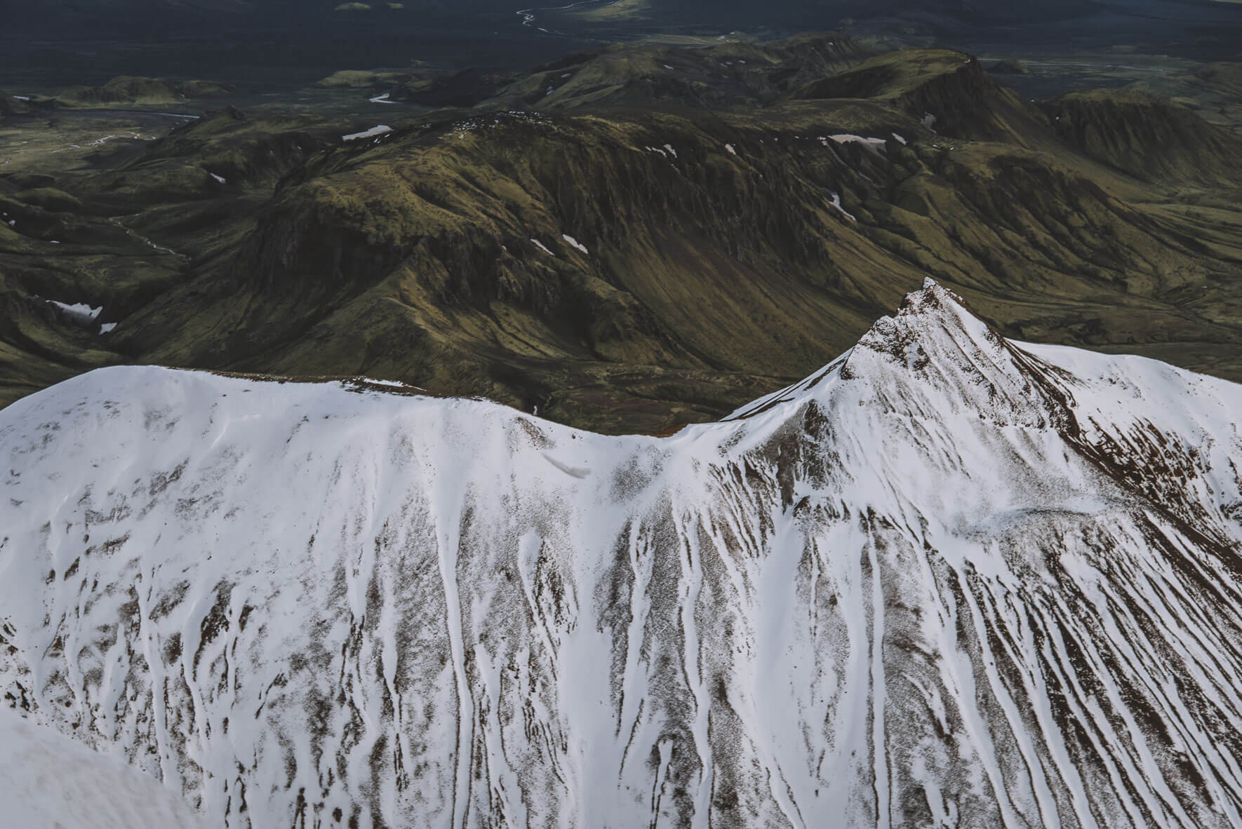 Mountains of Landmannalaugar in Iceland seen from the air