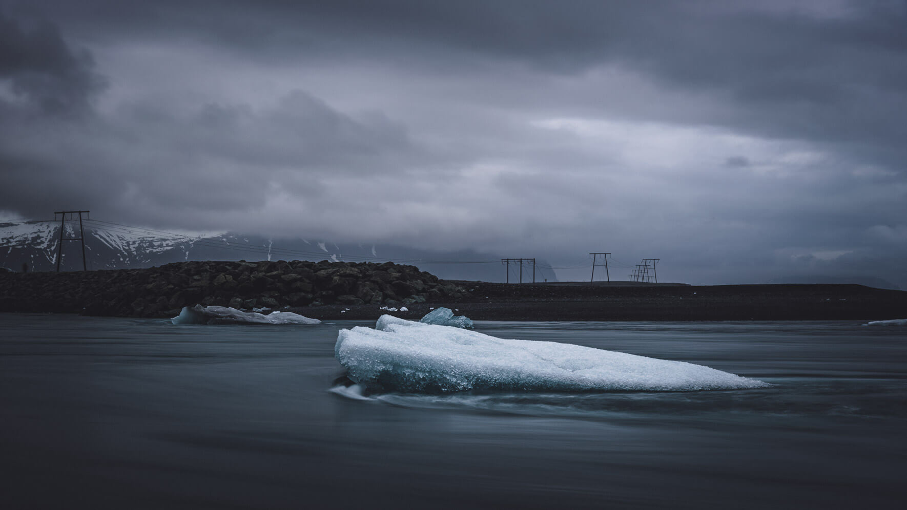 Iceberg floating out of the Jökulsárlón Glacier Lagoon in Iceland