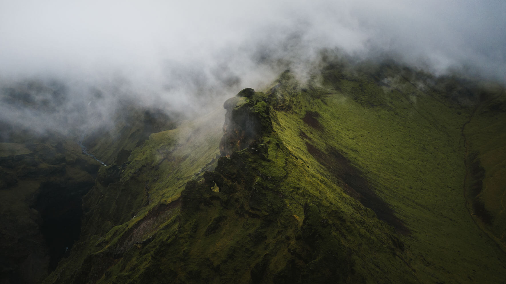 Aerial view of a cloudy mountain scene (DJI Mavic 2 Pro)