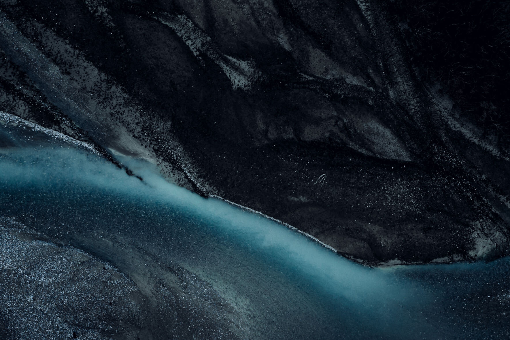 Abstract aerial view of glacial meltwater rivers