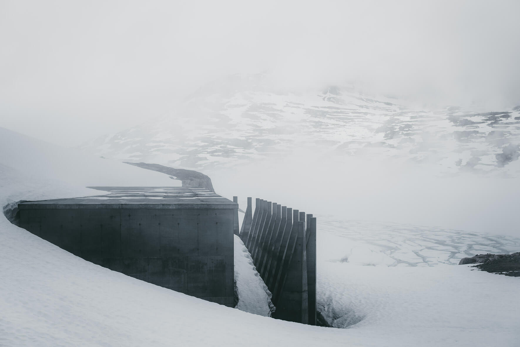 Lake Styggevatnet and industrial architecture in Norway