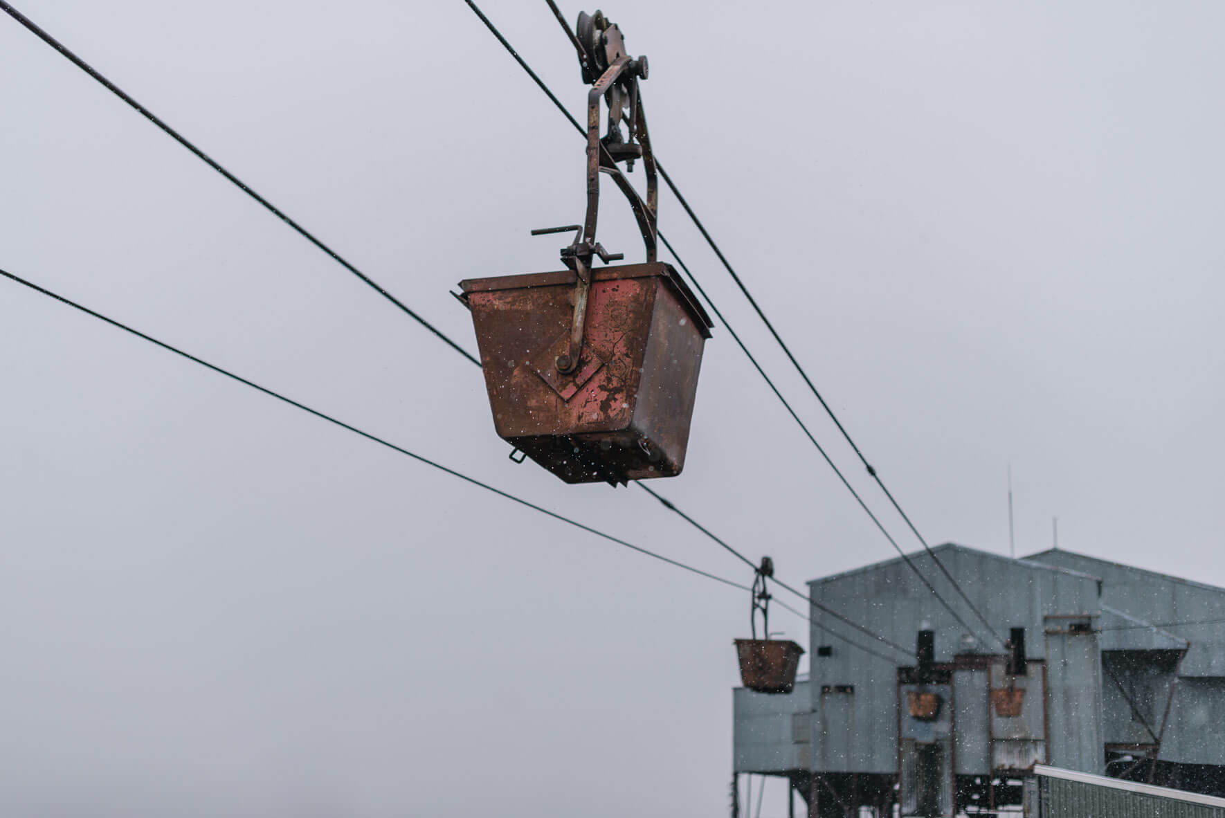 The old coal cableway terminal (locally known as Taubanesentrale) in Longyearbyen